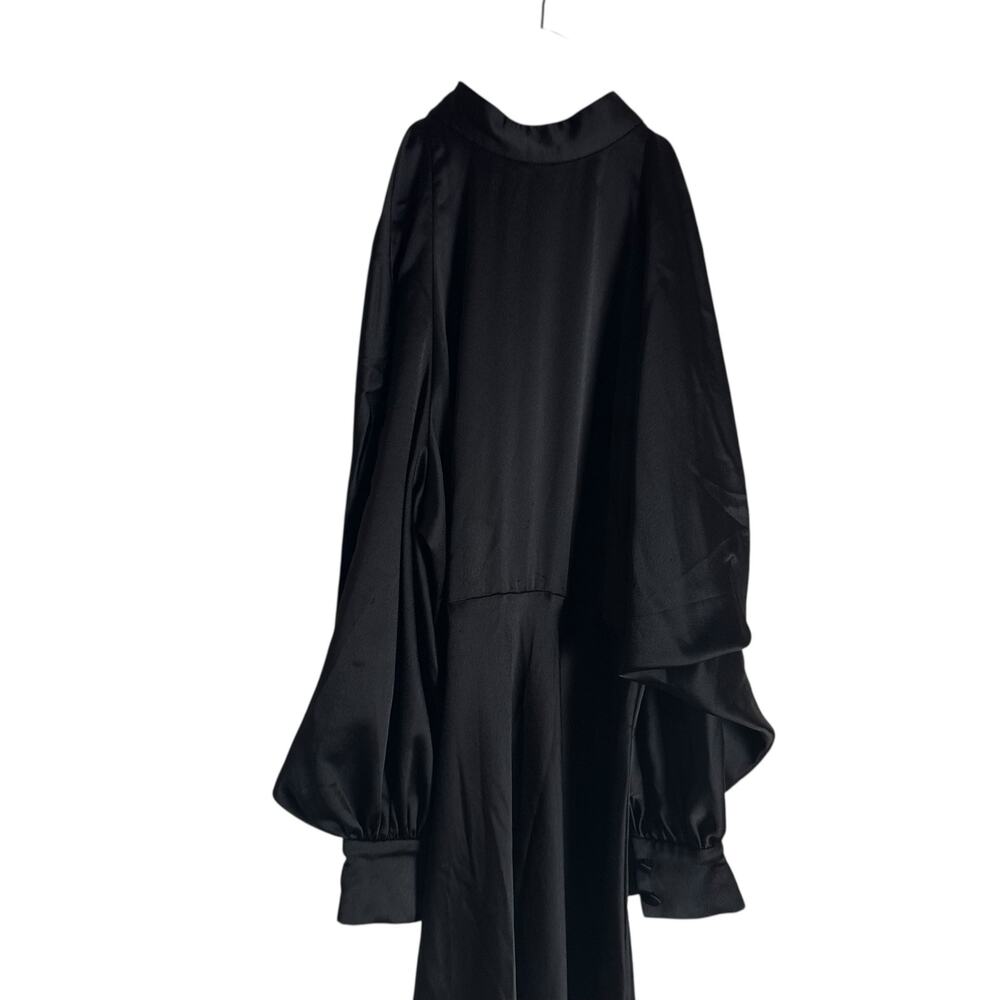 Arias New York Black Mock Neck Cold Shoulder Long Sleeve Cocktail Midi Dress 2 - Picture 8 of 16